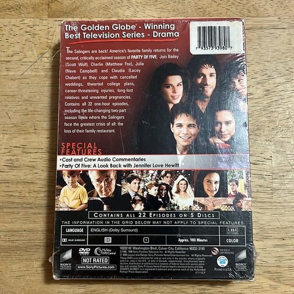 Party of Five Complete Second Season DVD Sealed - Picture 2 of 2